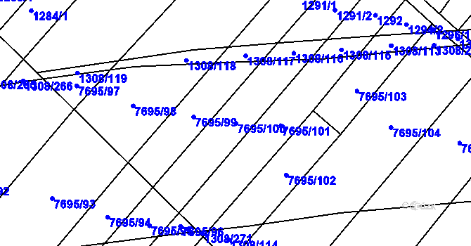 Parcela st. 7695/100 v KÚ Napajedla, Katastrální mapa