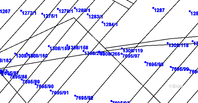 Parcela st. 1308/266 v KÚ Napajedla, Katastrální mapa