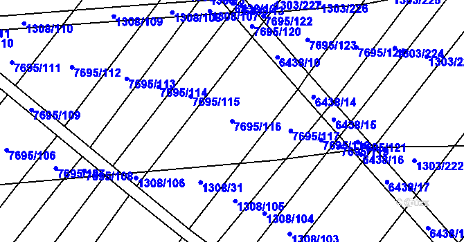 Parcela st. 7695/116 v KÚ Napajedla, Katastrální mapa