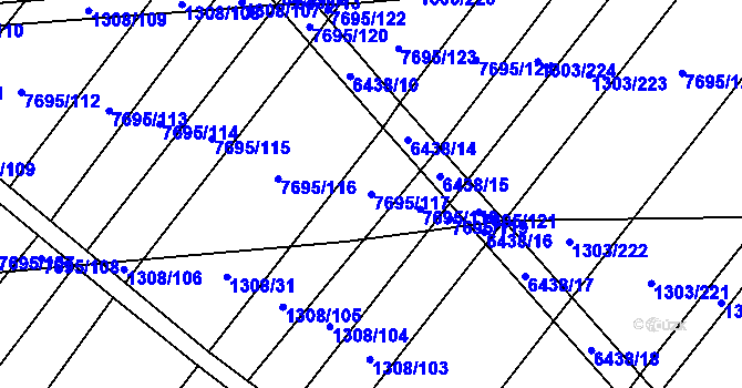 Parcela st. 7695/117 v KÚ Napajedla, Katastrální mapa