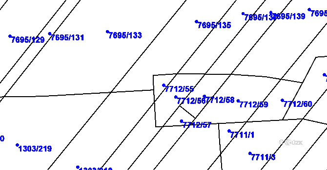 Parcela st. 7712/55 v KÚ Napajedla, Katastrální mapa