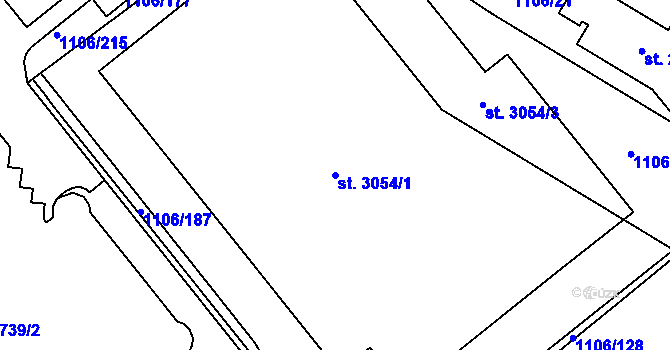 Parcela st. 3054/1 v KÚ Napajedla, Katastrální mapa