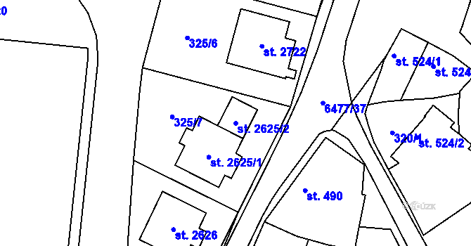Parcela st. 2625/2 v KÚ Napajedla, Katastrální mapa