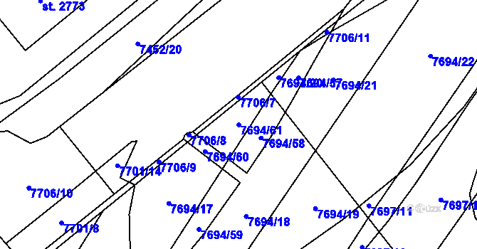 Parcela st. 7694/61 v KÚ Napajedla, Katastrální mapa