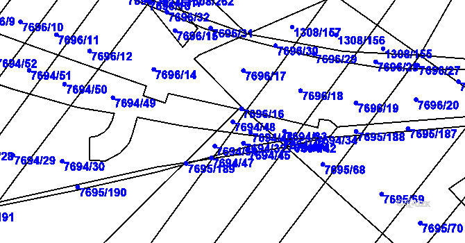 Parcela st. 7694/48 v KÚ Napajedla, Katastrální mapa