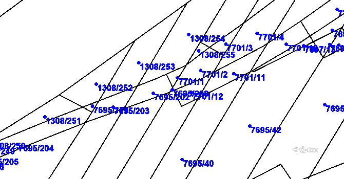 Parcela st. 7695/208 v KÚ Napajedla, Katastrální mapa
