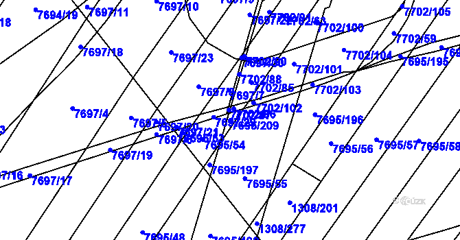 Parcela st. 7695/209 v KÚ Napajedla, Katastrální mapa