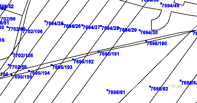 Parcela st. 7695/191 v KÚ Napajedla, Katastrální mapa