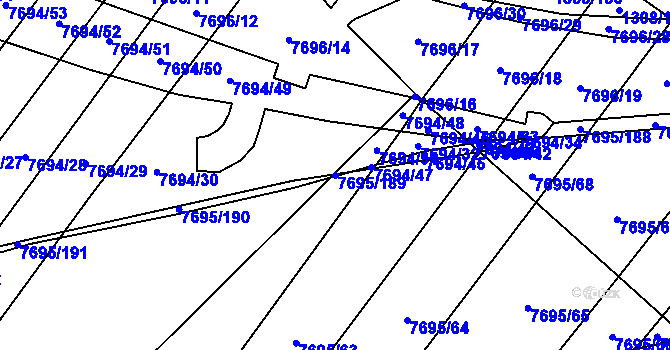 Parcela st. 7695/189 v KÚ Napajedla, Katastrální mapa