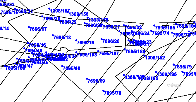 Parcela st. 7695/187 v KÚ Napajedla, Katastrální mapa