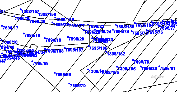 Parcela st. 7695/186 v KÚ Napajedla, Katastrální mapa