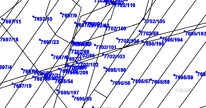Parcela st. 7702/103 v KÚ Napajedla, Katastrální mapa