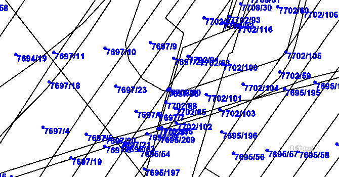 Parcela st. 7702/90 v KÚ Napajedla, Katastrální mapa