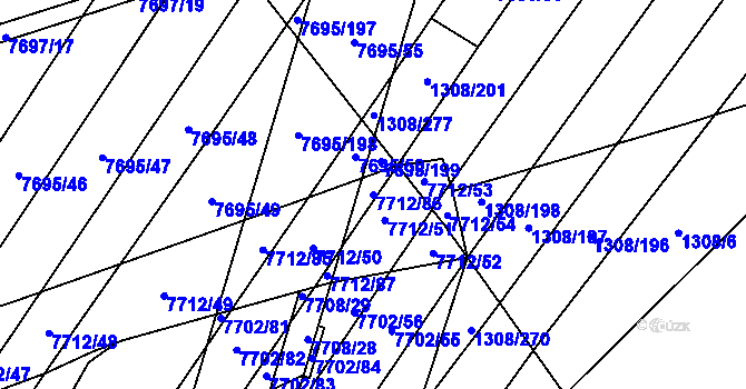 Parcela st. 7712/86 v KÚ Napajedla, Katastrální mapa