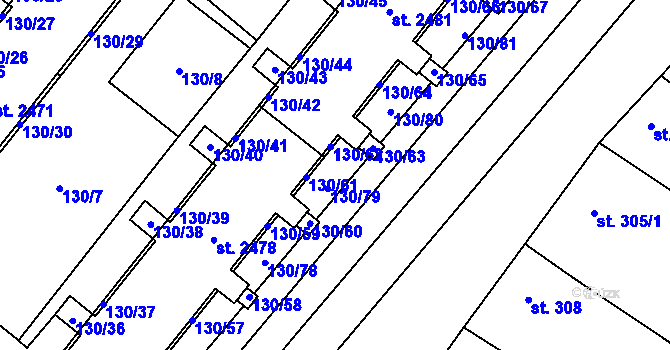 Parcela st. 130/79 v KÚ Napajedla, Katastrální mapa