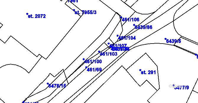 Parcela st. 461/103 v KÚ Napajedla, Katastrální mapa