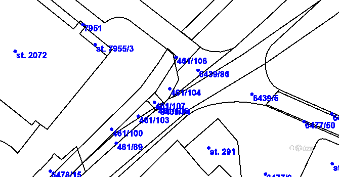 Parcela st. 461/104 v KÚ Napajedla, Katastrální mapa