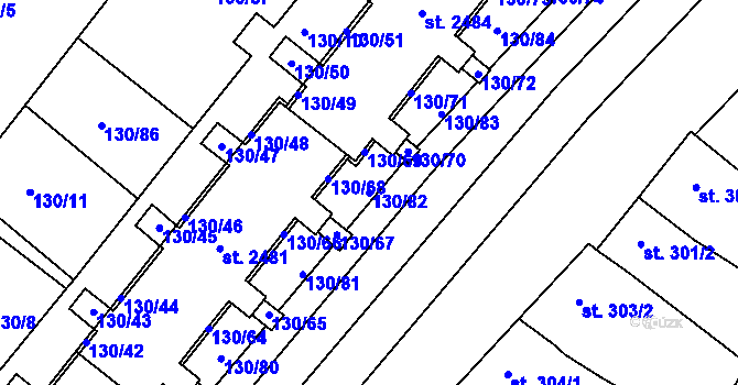Parcela st. 130/82 v KÚ Napajedla, Katastrální mapa