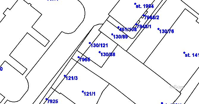 Parcela st. 130/88 v KÚ Napajedla, Katastrální mapa