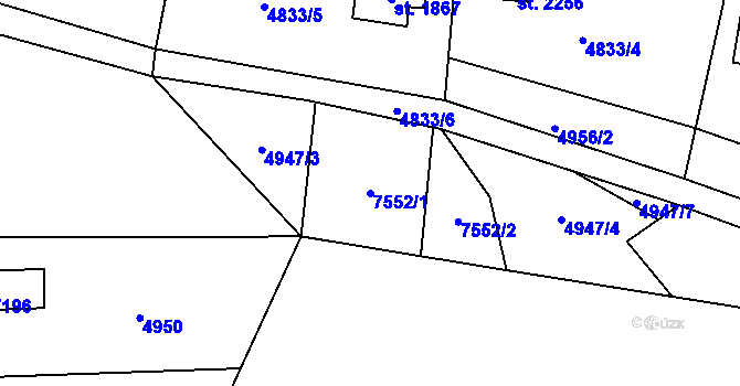 Parcela st. 7552/1 v KÚ Napajedla, Katastrální mapa