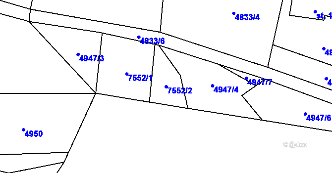 Parcela st. 7552/2 v KÚ Napajedla, Katastrální mapa