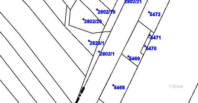 Parcela st. 2802/1 v KÚ Napajedla, Katastrální mapa