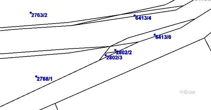 Parcela st. 2802/3 v KÚ Napajedla, Katastrální mapa
