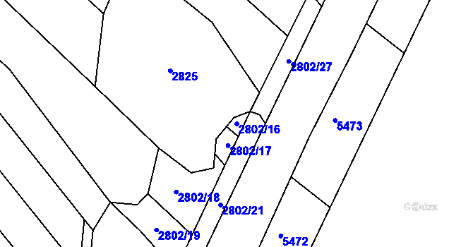 Parcela st. 2802/16 v KÚ Napajedla, Katastrální mapa