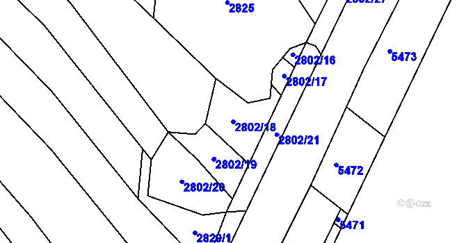 Parcela st. 2802/18 v KÚ Napajedla, Katastrální mapa