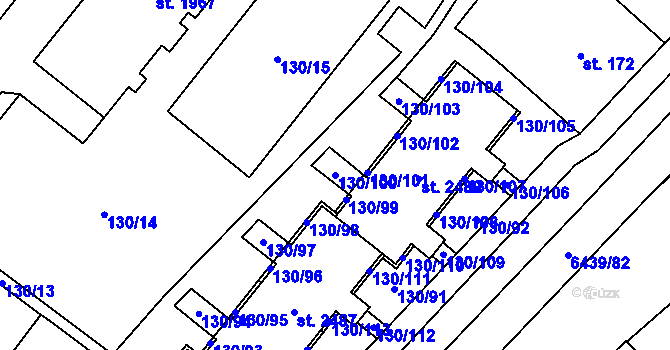Parcela st. 130/100 v KÚ Napajedla, Katastrální mapa