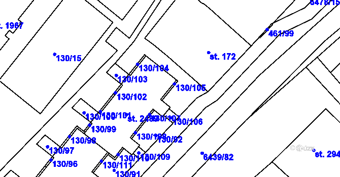 Parcela st. 130/105 v KÚ Napajedla, Katastrální mapa