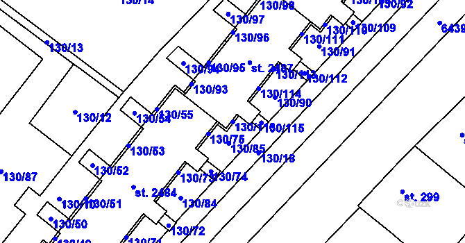 Parcela st. 130/116 v KÚ Napajedla, Katastrální mapa