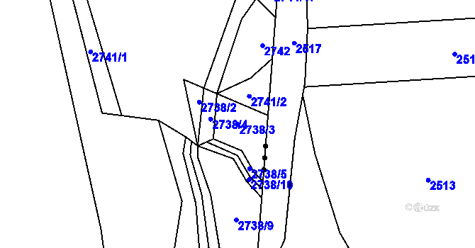 Parcela st. 2738/3 v KÚ Napajedla, Katastrální mapa