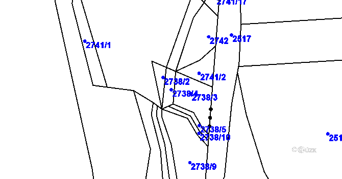 Parcela st. 2738/4 v KÚ Napajedla, Katastrální mapa