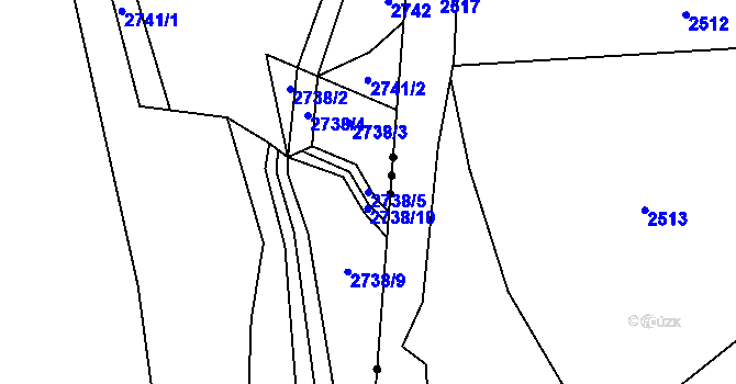 Parcela st. 2738/5 v KÚ Napajedla, Katastrální mapa