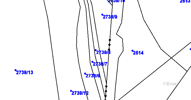 Parcela st. 2738/8 v KÚ Napajedla, Katastrální mapa