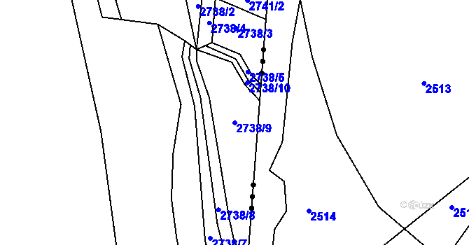 Parcela st. 2738/9 v KÚ Napajedla, Katastrální mapa