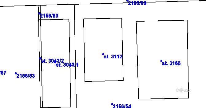 Parcela st. 3112 v KÚ Napajedla, Katastrální mapa