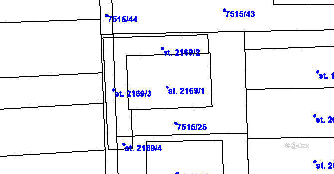 Parcela st. 2169/1 v KÚ Napajedla, Katastrální mapa