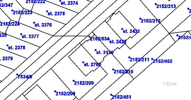 Parcela st. 3125 v KÚ Napajedla, Katastrální mapa