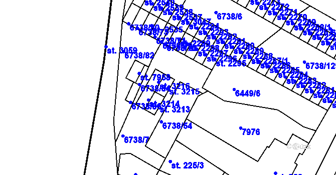Parcela st. 3215 v KÚ Napajedla, Katastrální mapa