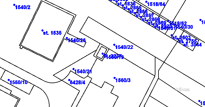 Parcela st. 3237 v KÚ Napajedla, Katastrální mapa