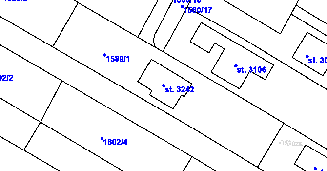 Parcela st. 3242 v KÚ Napajedla, Katastrální mapa