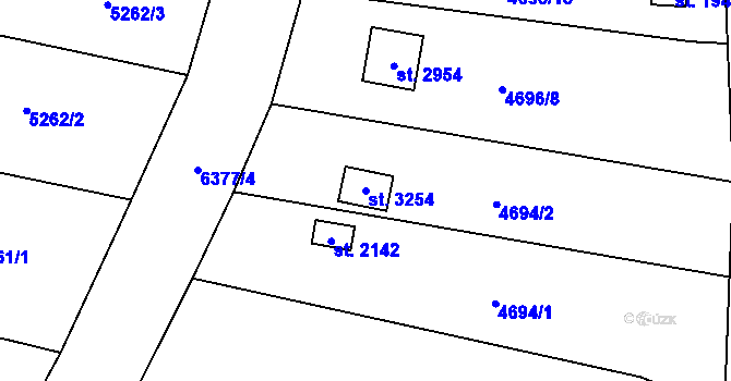 Parcela st. 3254 v KÚ Napajedla, Katastrální mapa