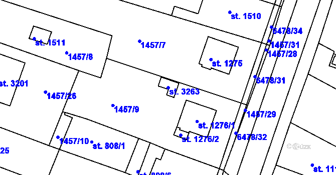 Parcela st. 3263 v KÚ Napajedla, Katastrální mapa