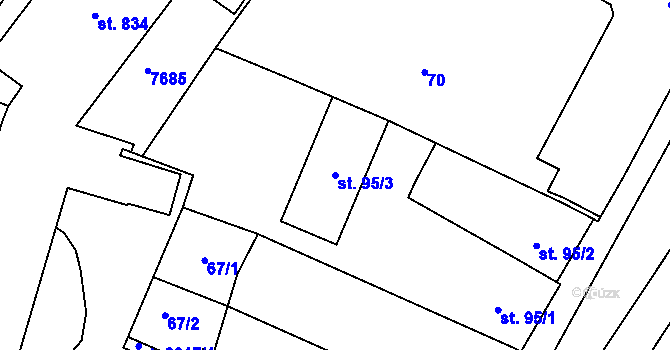 Parcela st. 95/3 v KÚ Napajedla, Katastrální mapa