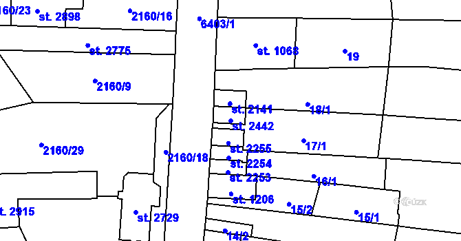 Parcela st. 2442 v KÚ Napajedla, Katastrální mapa