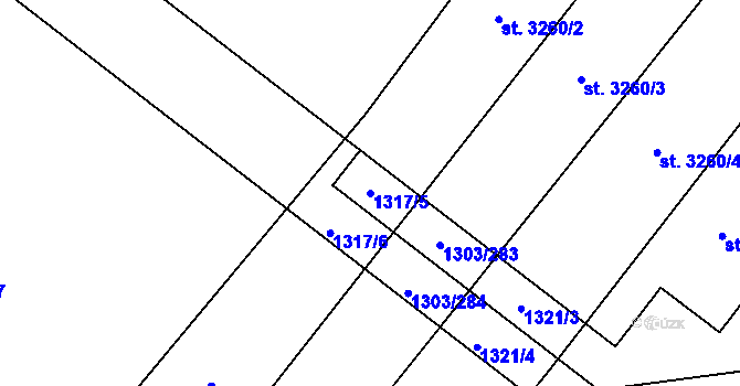 Parcela st. 1317/5 v KÚ Napajedla, Katastrální mapa