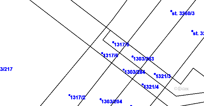 Parcela st. 1317/6 v KÚ Napajedla, Katastrální mapa