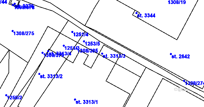 Parcela st. 3313/3 v KÚ Napajedla, Katastrální mapa